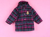 徐 徽章装 万 84DKL185幼小童上新秋冬季 饰格子保暖毛呢外套 包邮
