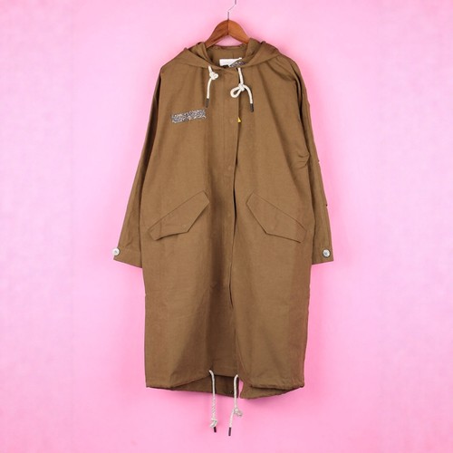 【徐08】116MS031库存女春秋季开衫连帽长袖军绿中长风衣外套