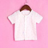 麦系列MTBB128835夏缨幼童纱布粉色印花对开短袖 徐08 上衣