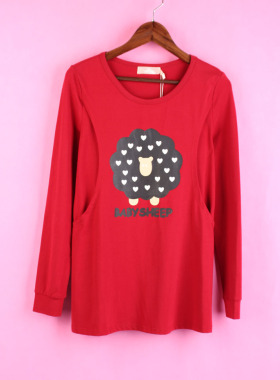 【徐08】104SYMM086剪标女春秋套头圆领长袖孕妇哺乳妈咪T恤上衣