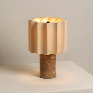 侘寂风轻奢大理石布罩台灯花朵造型艺术曲面客厅卧室床头灯设计师