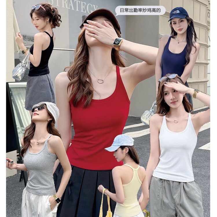 【私语内衣9917#】春夏带杯垫工字背美背带罩杯女士吊带背心批发