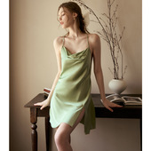 D5858春夏新款 吊带裙女睡裙 性感吊带睡裙女开叉短裙居家睡衣薄款