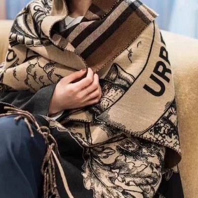 新款双面绒保暖加厚围巾披肩