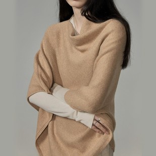 百搭利器外套 慵懒高级感羊毛套头披肩 时尚通勤风高品质感上衣女