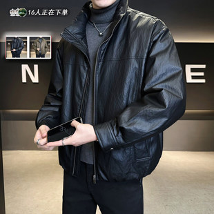 95绒2025新款 潮牌痞帅立领保暖防寒服皮外套男 轻薄皮羽绒服男冬季