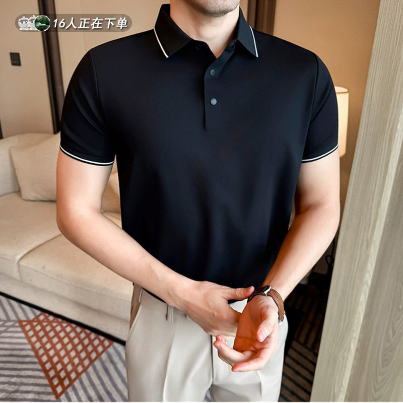 翻领polo衫男短袖2026夏季新款有领上衣潮流修身帅气休闲高端t恤