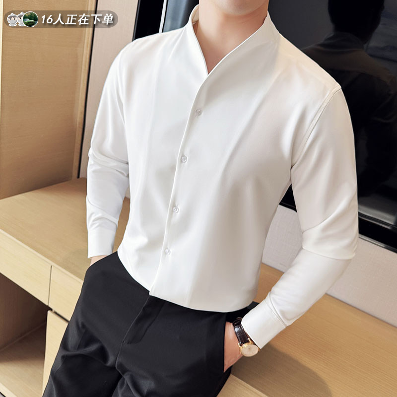 免烫垂感弹力高级感无痕V领白