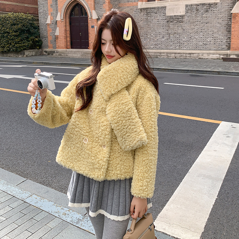 冬季新款现货皮毛一体外套1536658P185K258,女装短外套,艾青服饰 冬季新款现货皮毛一体外套1536658P185K258,女装短外套,艾青服饰