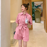 现货2022工装连体裤女夏装宽松显瘦短裤连衣裤290K51P80控138，女装连体裤，艾青服饰