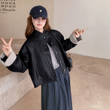 【】现货2025秋新款宽松皮衣外套1536622P145K198，女装皮衣，艾青服饰