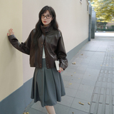现货加绒秋冬新款宽松皮衣外套1536612薄145K198，女装皮衣，艾青服饰