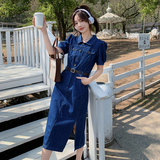 现货已卖开气质修身长款秋装牛仔连衣裙1652918P125控168，女装连衣裙，艾青服饰