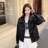 2026新款现货韩版宽松皮衣外套1535210P150K248，女装皮衣，艾青服饰