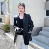 2026新款现货韩版格纹拼接西装皮衣外套1535213P155K248，女装皮衣，艾青服饰