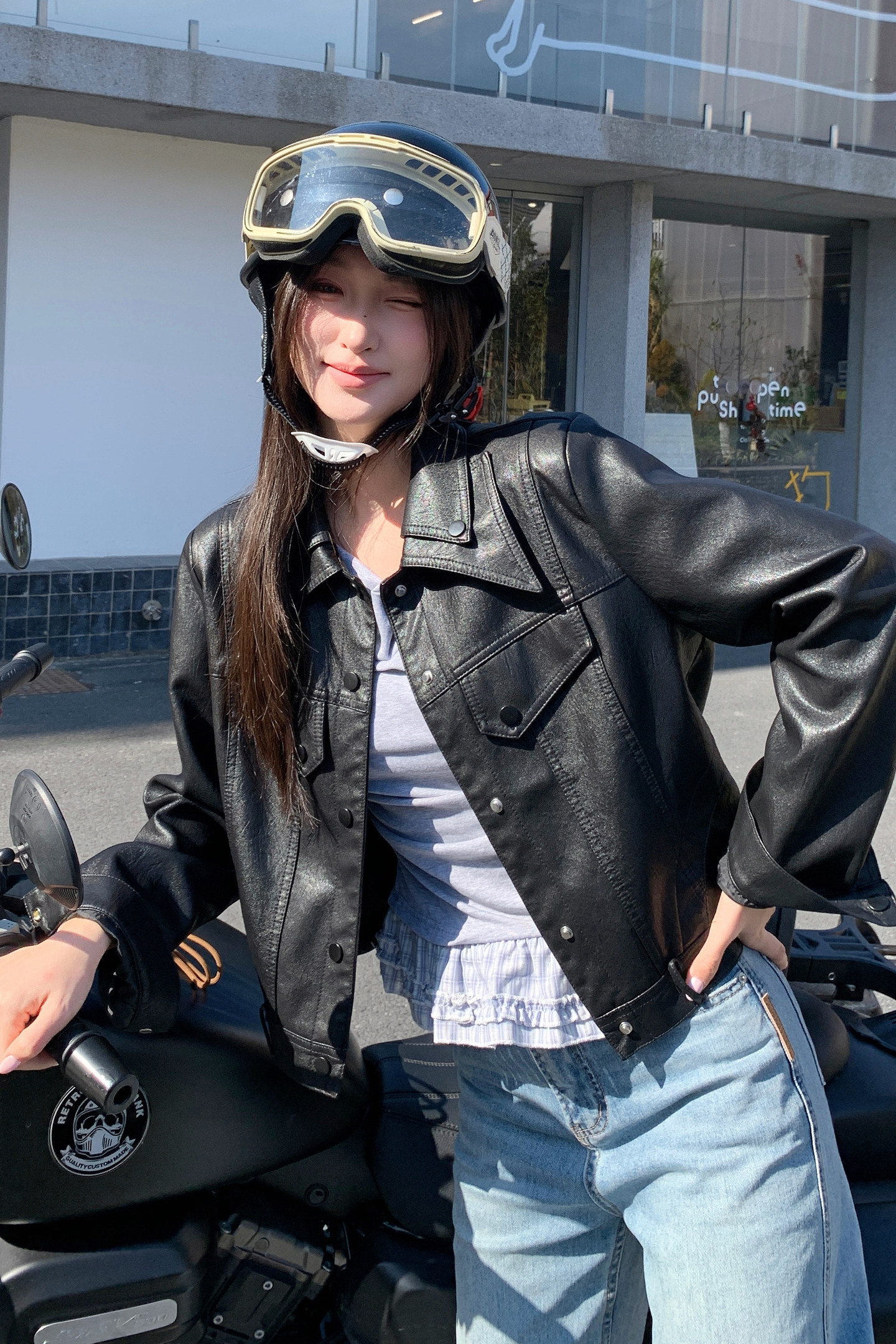 2026新款现货韩版双领皮衣外套1535208P150K248,女装皮衣,艾青服饰
