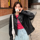 现货新款春秋pu皮夹克机车风皮衣外套9859P130控198，女装皮衣，艾青服饰