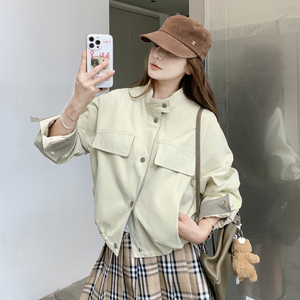 韩版小香风显瘦工装外套女2025春秋季新款设计感炸街减龄短款上衣图片