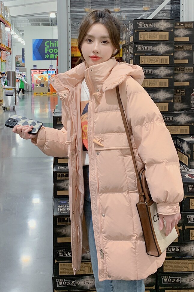 现货继续50羽绒服中长款加厚连帽外套22816P260控398,女装羽绒服,艾青服饰