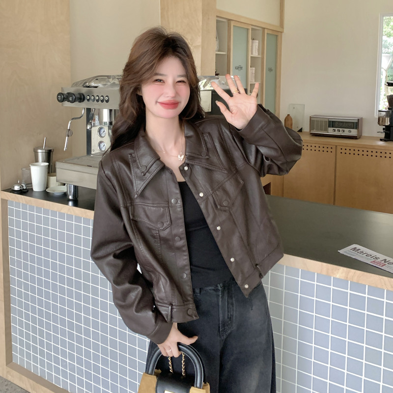 2026新款现货韩版双领皮衣外套1535208P150K248,女装皮衣,艾青服饰