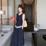 夏季新款现货蕾丝拼接无袖收腰两件套天丝套装1652622P155K218，女装套装/套裙，艾青服饰
