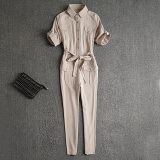 现货主推时尚短袖连身裤纯色工装套装连体衣裤290272P80控138，女装连体裤，艾青服饰