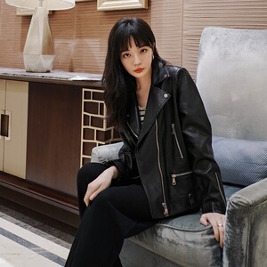 现货 主推 春秋皮夹克水洗PU皮机车服女外套 212P130控188图片