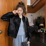 皮衣短外套女2025秋季新款时髦洋气宽松显瘦百搭PU皮小个子皮夹克，女装皮衣，艾青服饰
