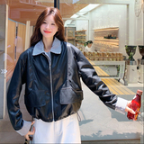 【】现货2026秋新款宽松皮衣外套1536610P145K198，女装皮衣，艾青服饰