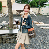 现货撞色牛仔外套女百搭长袖夹克上衣9823P130控188，女装短外套，艾青服饰