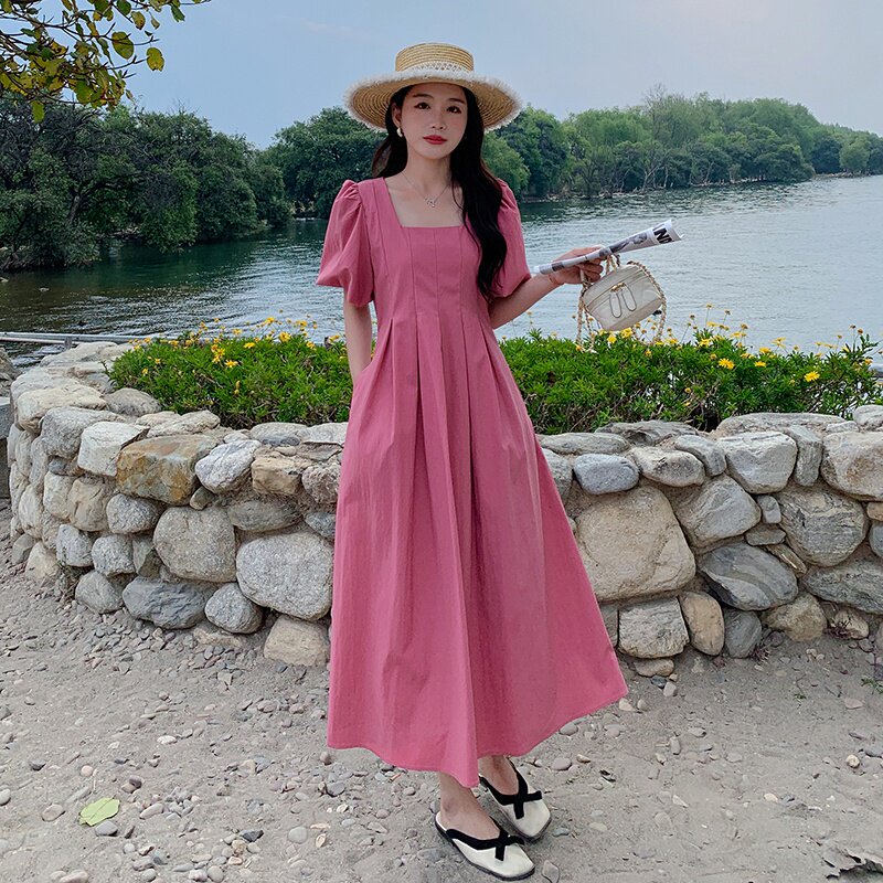 现货冰感杨柳皱面料气质连衣裙时尚百搭长裙1652909P115控168，女装连衣裙，艾青服饰