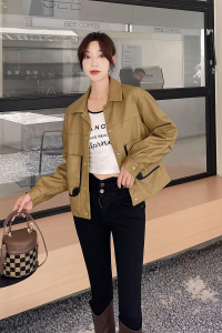 现货 主推显瘦机车PU皮衣女秋百搭外套皮夹克290 11366P125控188图片