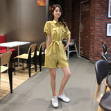 现货夏装时尚短袖连身裤纯色工装连体衣裤潮4878822P85控138，女装休闲裤，艾青服饰