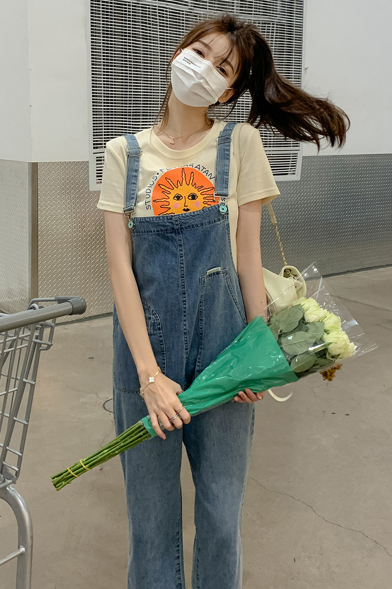 现货牛仔裤背带裤学院风2C0152911P105控158,女装牛仔裤,艾青服饰