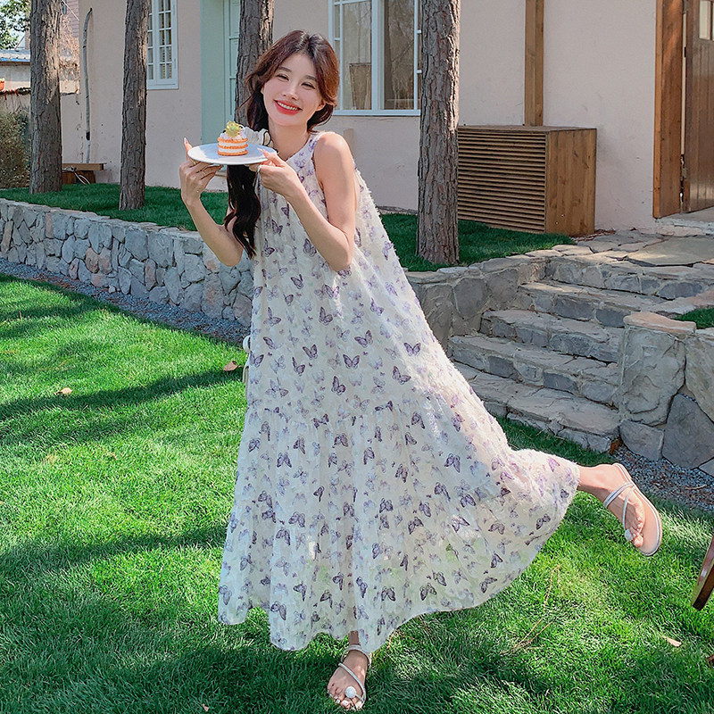 新款现货仙女招财小蝴蝶挂脖连衣裙1652425P105K158,女装连衣裙,艾青服饰