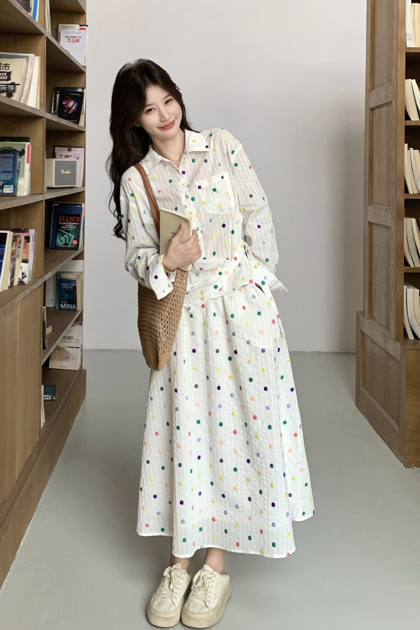 新款7天出立体刺绣彩色波点衬衫半裙两件套1535222P185K298,女装套装/套裙,艾青服饰