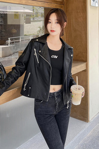 现货 主推 皮夹克水洗PU皮机车服女宽松外套潮290 22311P125控188图片