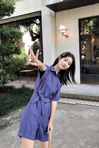 现货夏装时尚短袖连身裤纯色工装连体衣裤潮4878822P85控138,颜色穿搭夏季女图片