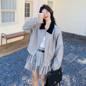 辣妹风少女风街头风时尚套装小个子短外套开衫时尚小香风春秋长袖图片