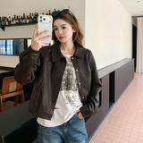 2026新款现货韩版口袋皮衣外套1535206P155K248，女装皮衣，艾青服饰