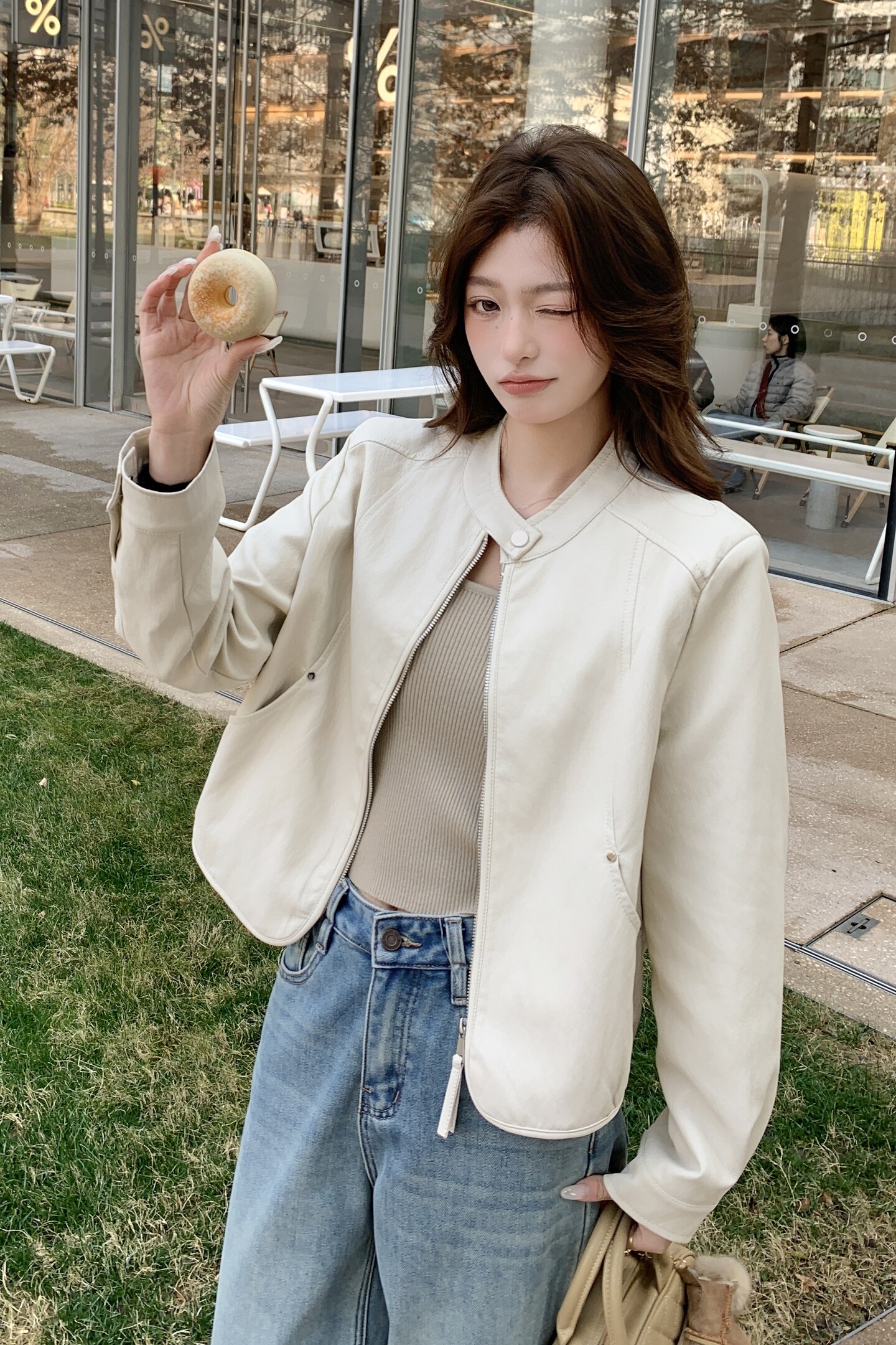 2026新款现货韩版立领皮衣外套1535201P155K248,女装皮衣,艾青服饰