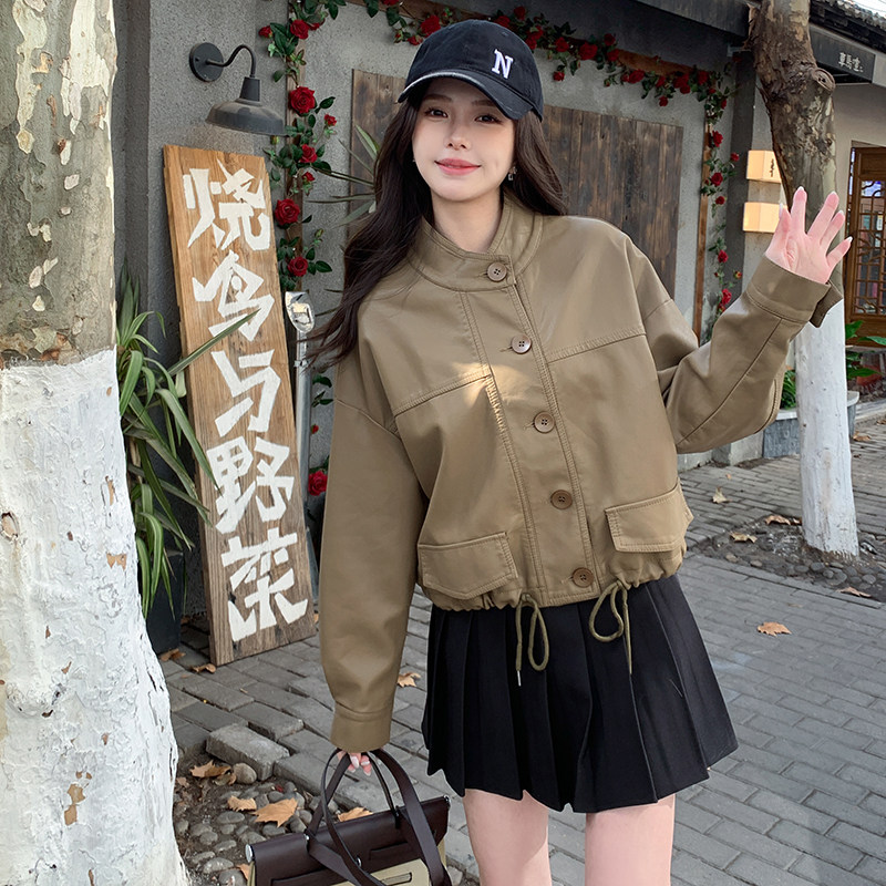 现货新款春秋pu皮夹克机车风皮衣外套9859P130控198,女装皮衣,艾青服饰