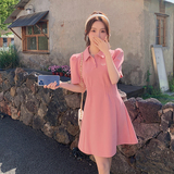 现货夏女装学院风polo裙字母收腰卫衣连衣裙1652973p95控148，女装连衣裙，艾青服饰