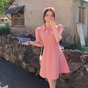 现货 夏女装学院风polo裙字母收腰卫衣连衣裙165 2973p95控148，女装连衣裙，艾青服饰