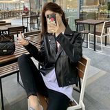 现货主推机车PU皮衣女春秋百搭外套皮夹克8262P120控178，女装皮衣，艾青服饰