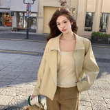 2026新款现货韩版宽松皮衣外套1535207P160K258，女装皮衣，艾青服饰