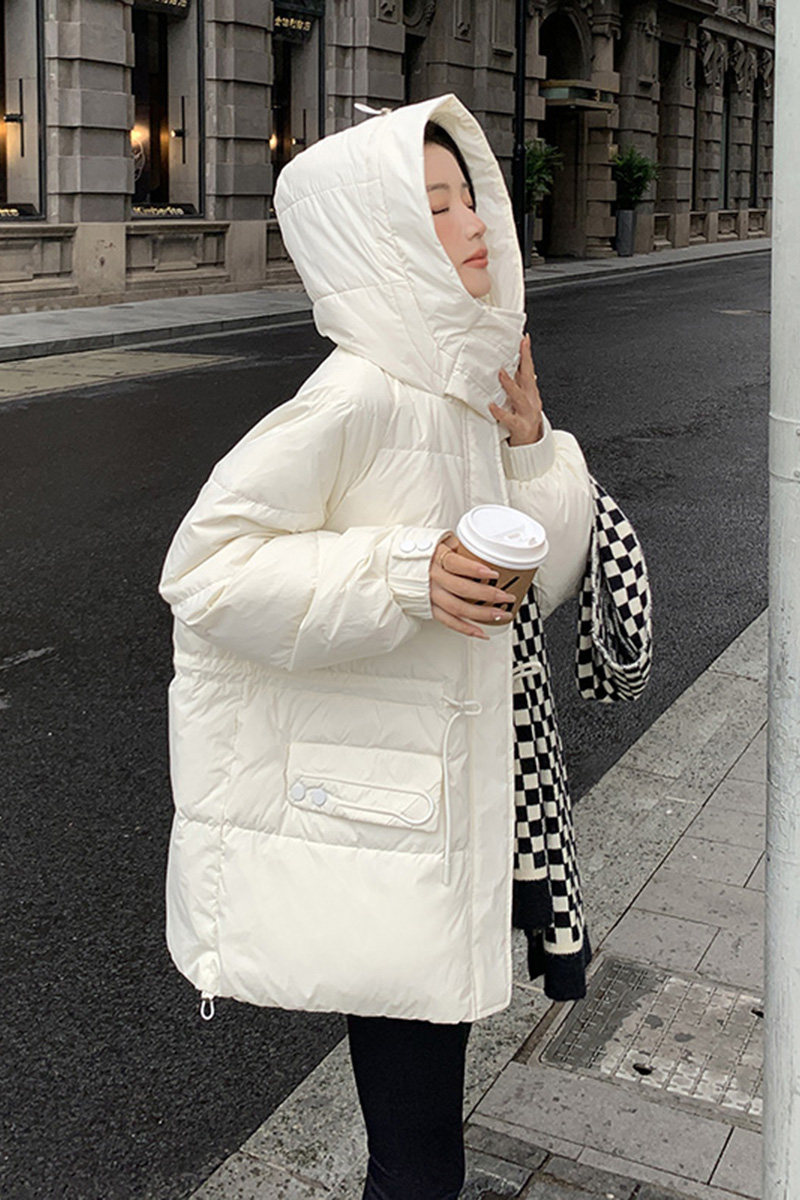 现货标50绒羽绒服加厚中长款纯色长袖连帽29022702P235控398,女装羽绒服,艾青服饰