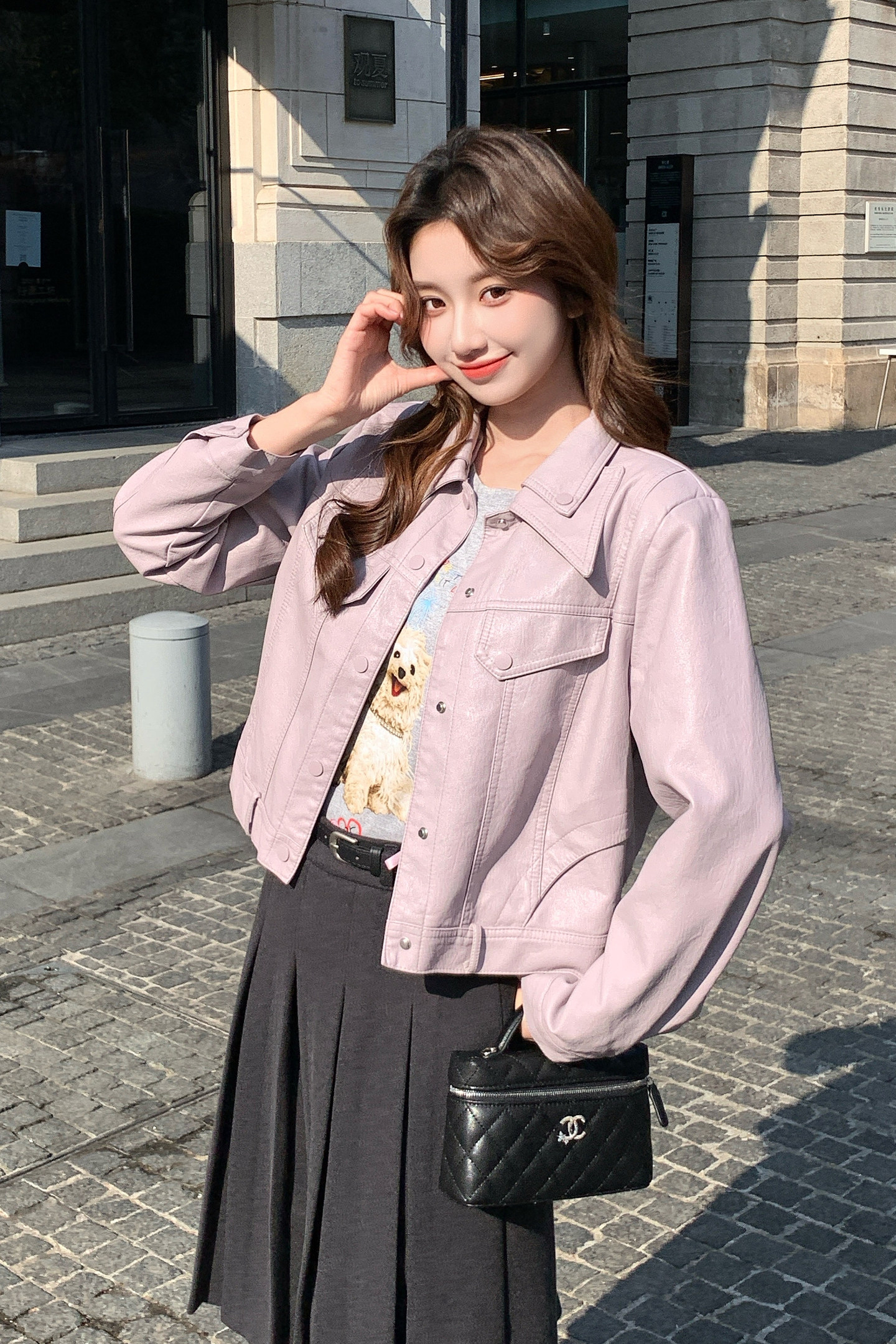 2026新款现货韩版双领皮衣外套1535208P150K248,女装皮衣,艾青服饰