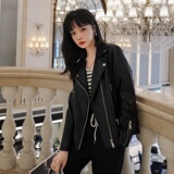 现货主推春秋皮夹克水洗PU皮机车服女外套212P130控188，女装皮衣，艾青服饰