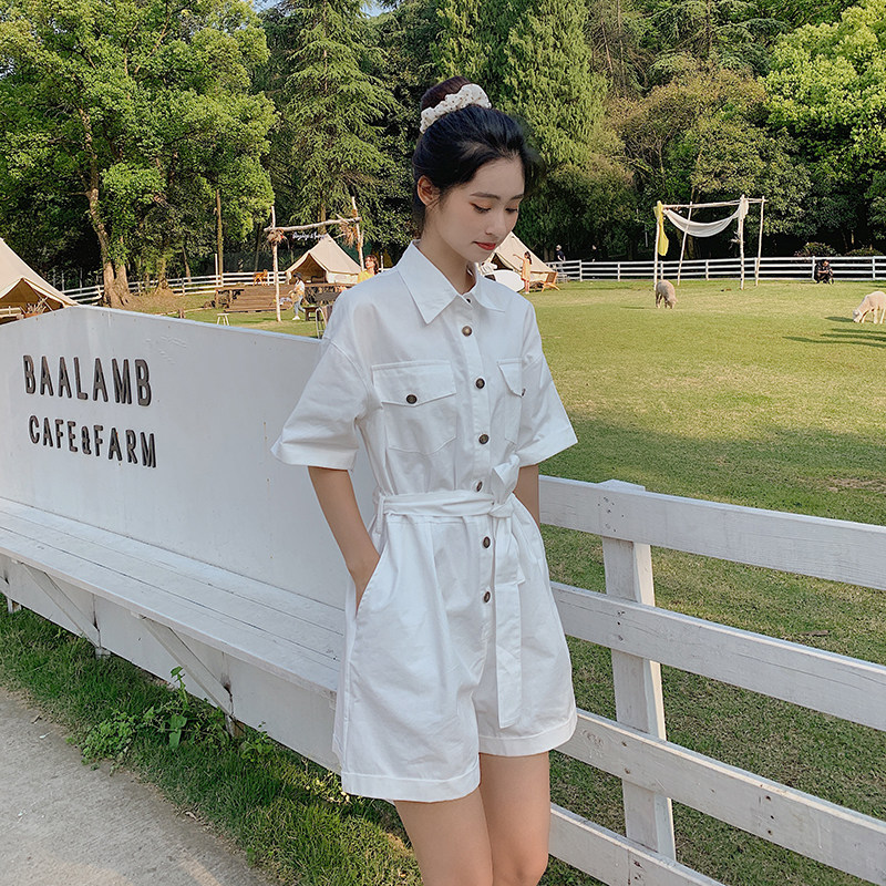 现货2022工装连体裤女夏装宽松显瘦短裤连衣裤290K51P80控138,女装连体裤,艾青服饰
